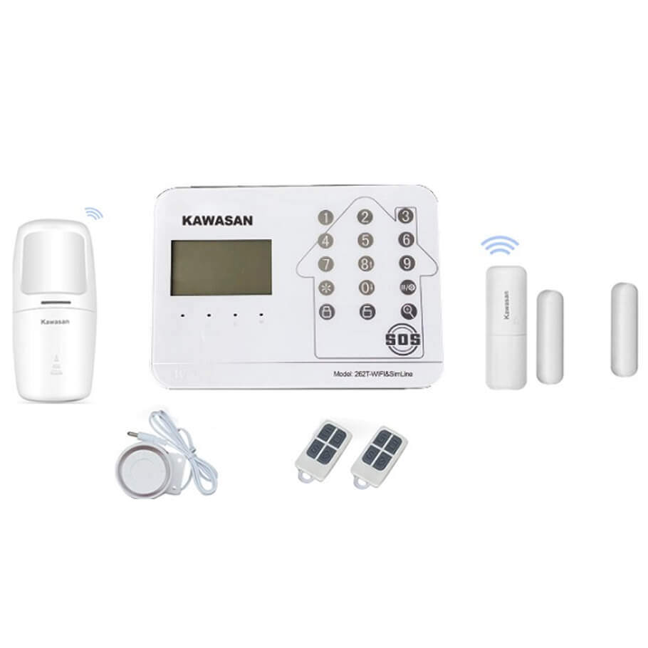 Bộ báo trộm trung tâm qua APP và SIM KAWA 262T WIFI SIM LINE